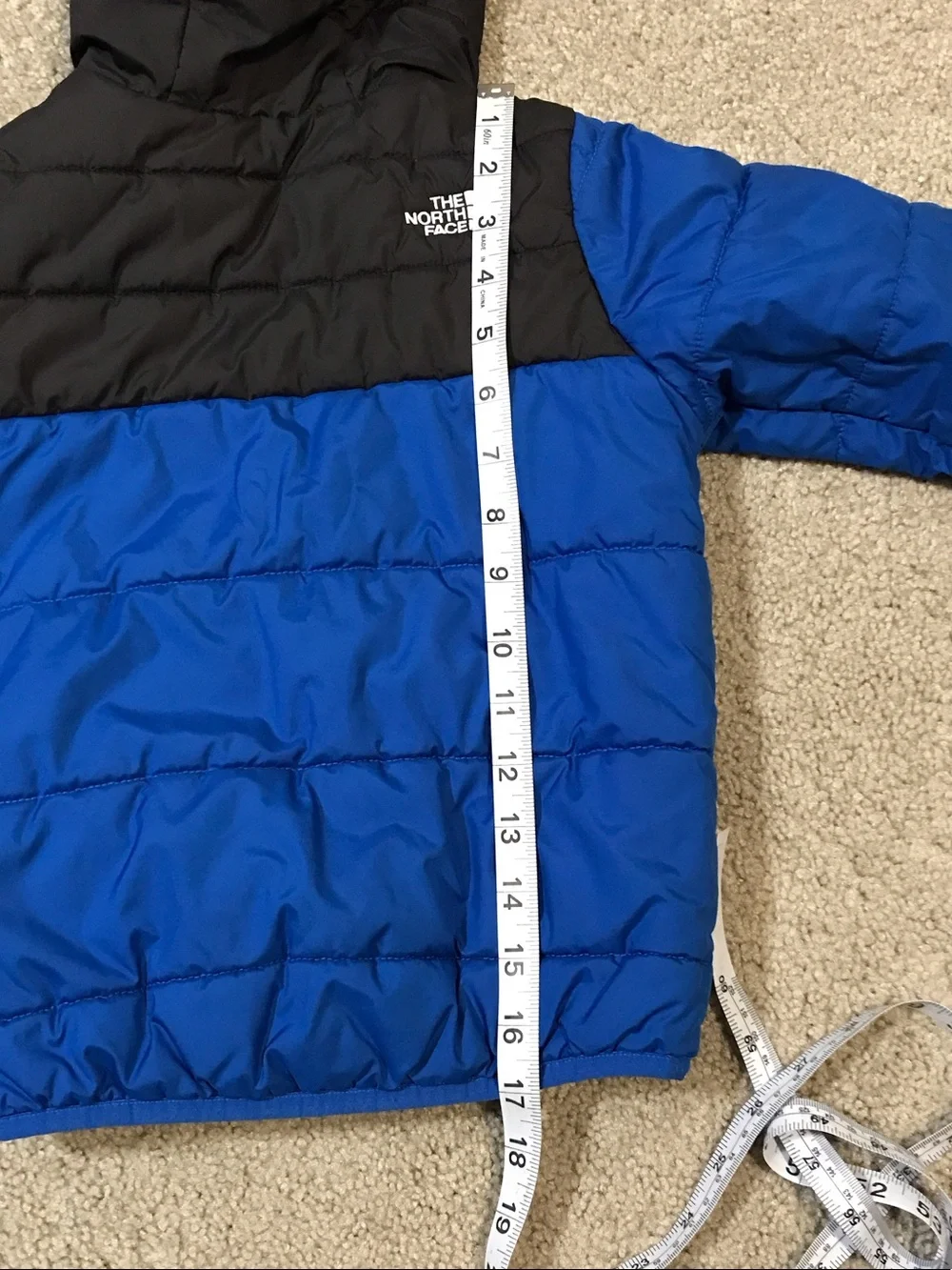 The North Face Kids Reversible Hooded Puffer Jacket - Black and Blue
